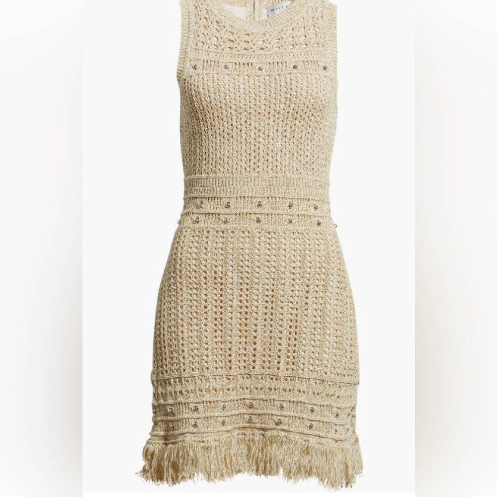 NWT Milly Fringe Knit Dress - Cream large